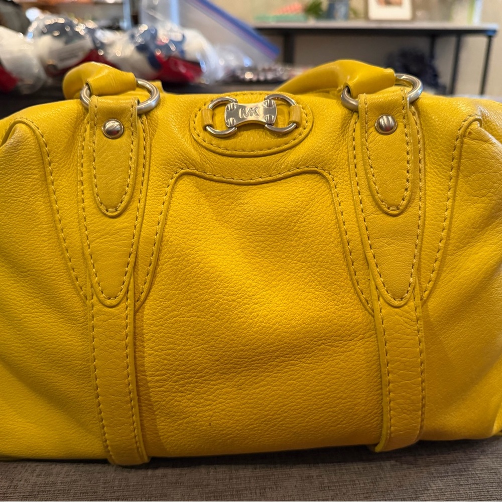 Vintage Yellow Leather Satchel Handbag by Michael Kors